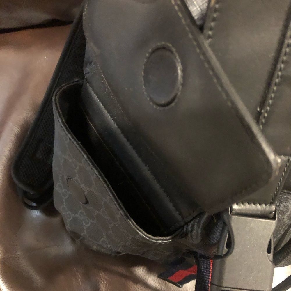 GUCCI Supreme Backpack Black Leather and Coated Canvas Size: Large AUTH COA - Picture 14 of 17